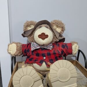Plaid Brown Stuffed Bear Toy